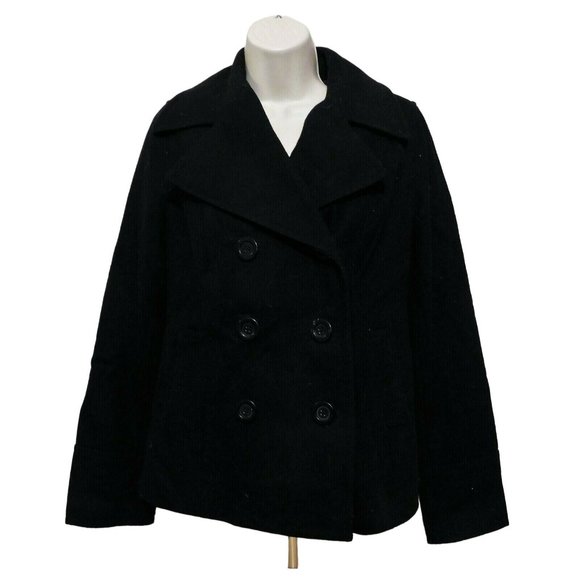 Old Navy Jackets & Blazers - Old Navy Pea Coat S Black Jacket Double Breasted Long Sleeve Lined Wool Blend